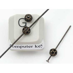 BULK PACK Metal Bead, Filigree, 4mm Round, NF antique bronze plate, per 100