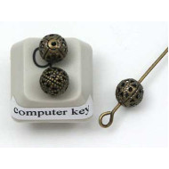 Metal Bead, Filigree, 6mm Round, antique bronze plate, bag of 20