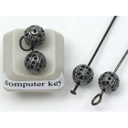 Metal Bead, Filigree, 6mm Round, gunmetal black plate, bag of 20