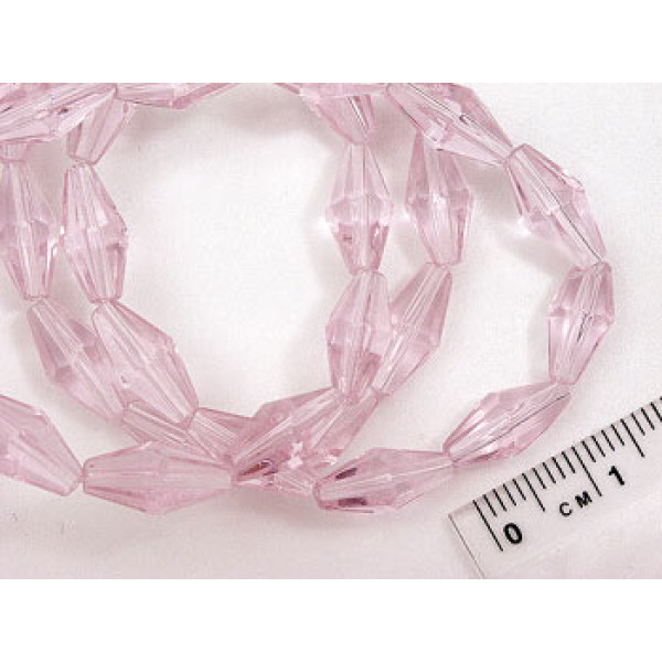 Glass bicone 6x12mm Rose, 16 inch string