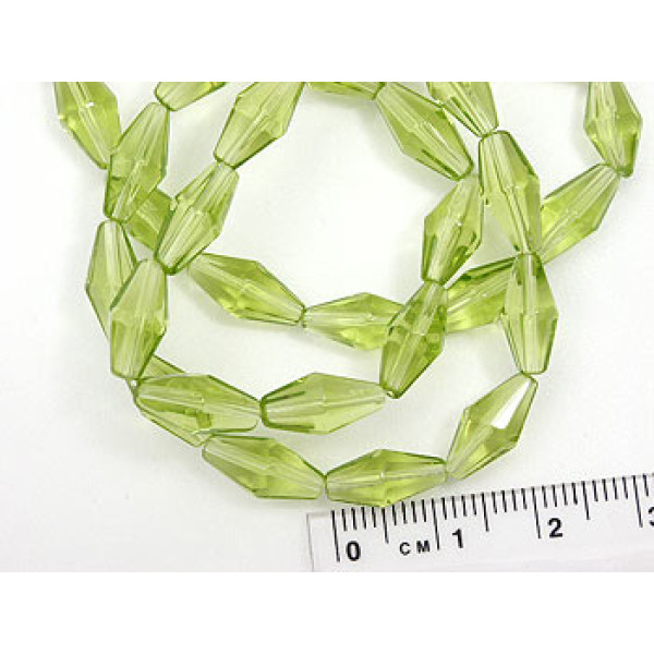 Glass bicone 6x12mm Olivine, 16 inch string