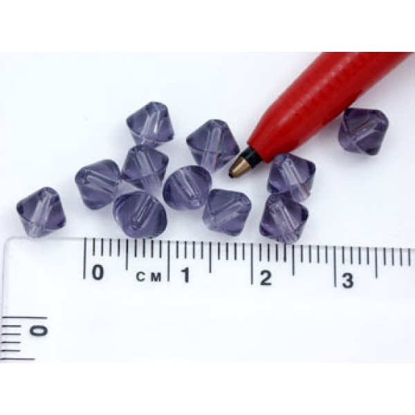 Bead, Glass, Bicone, 6mm, tanzanite, bag of 100