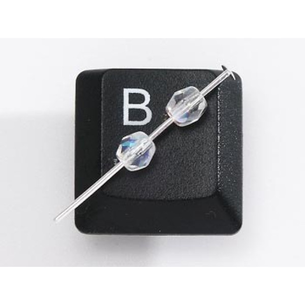 Fire-polish Czech glass bead, 4mm, aurora borealis, bag of 25