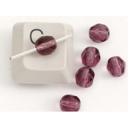 Fire-polish Czech glass bead, 6mm, amethyst, bag of 20