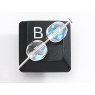 Fire-polish Czech glass bead, 7mm, aurora borealis, bag of 20