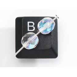 Fire-polish Czech glass bead, 7mm, aurora borealis, bag of 20