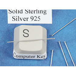 Sterling silver Head Pin, 30mm, 0.5mm dia, flat head, each