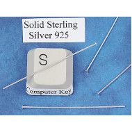 Sterling silver Head Pin, 45mm, 0.5mm dia, flat head, each