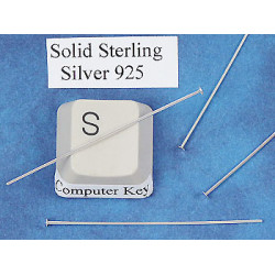Sterling silver Head Pin, 45mm, 0.5mm dia, flat head, each