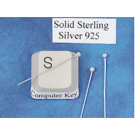 Sterling silver Head Pin, 20mm, 0.5mm dia, ball head, each