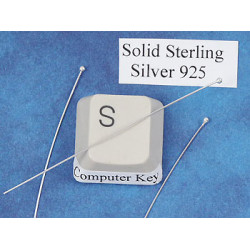 Sterling silver Head Pin, 50mm, 0.8mm dia, ball head, each