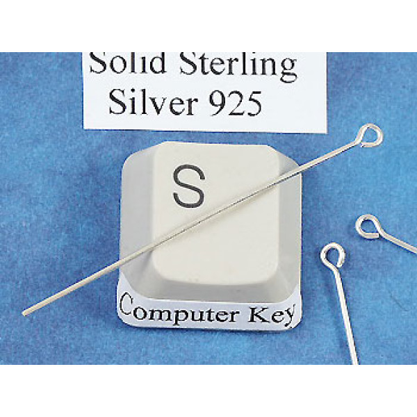 Sterling Silver Eye Pin, 50mm, 0.8mm dia, each