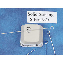 Sterling silver Eye Pin, 50mm, 0.6mm dia, each