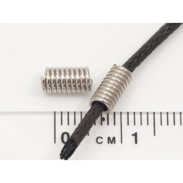 Coil Bead - 2.4mm hole nickel plated, each
