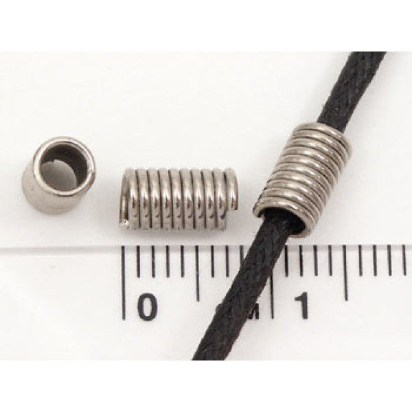 Coil Bead - 3mm hole nickel plated, bag of 20