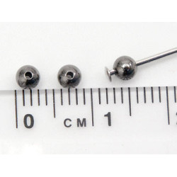 Filler Bead 3mm gunmetal black nickel plate, per 100