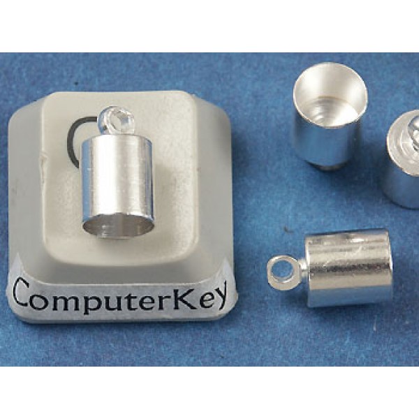 Cord End, 5.5mm hole, NF silver plate, each