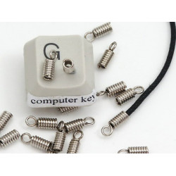 Thonging Coil End - 1mm hole, nickel plate, each