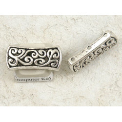 Spacer Bar with spirals, 3-holes multi strand, antique silver, 26x12, each