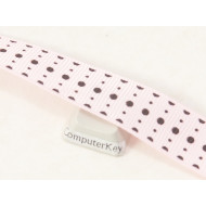 Grosgrain Ribbon, Pink with Black polka Dot, 16mm wide, per metre