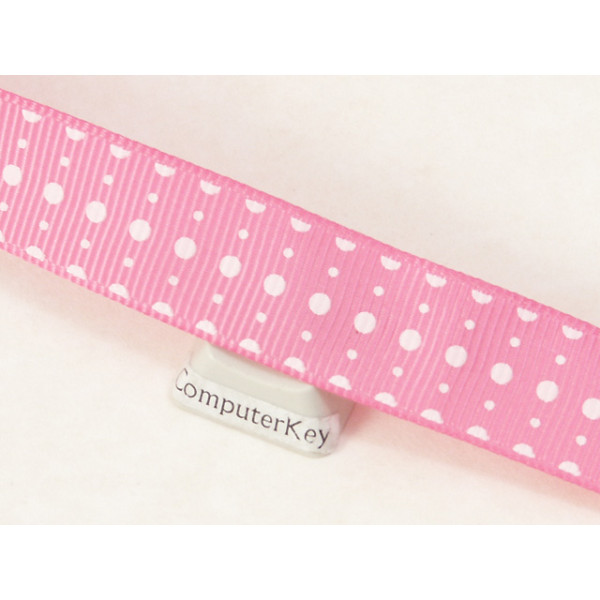 Grosgrain Ribbon, Hot Pink with White polka Dot, 16mm wide, per metre