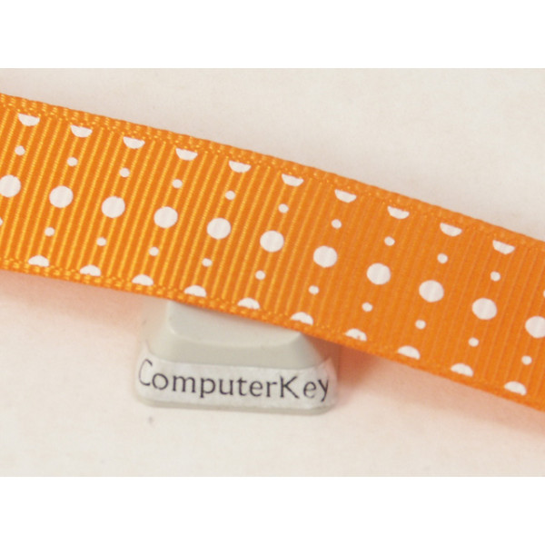 Grosgrain Ribbon, Orange with White polka Dot, 16mm wide, per metre