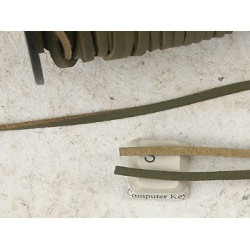 Suede Cord, Olive, 3mm wide, one side shiny, per metre