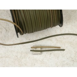 Suede Cord, Olive, 3mm wide, one side shiny, per metre
