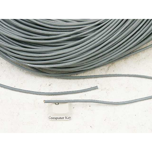 2.0mm round budget Leather Cord, Grey, per metre