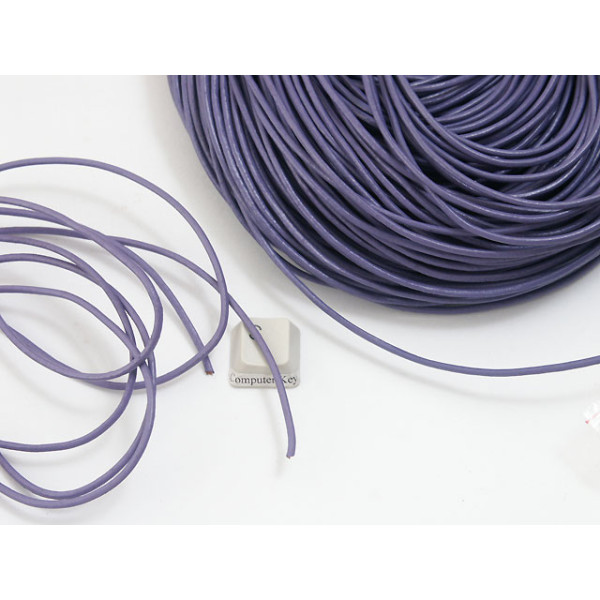 2.0mm round budget Leather Cord, Purple, per metre