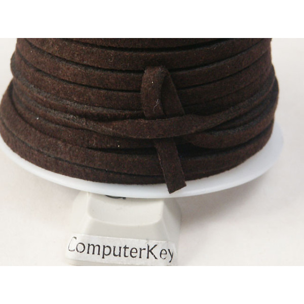 Faux Suede cord, 3mm wide, Deep Dark Brown, approx 5m per roll