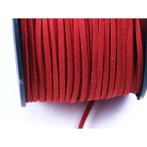 Faux Suede cord, 2.5mm wide, Red, per metre