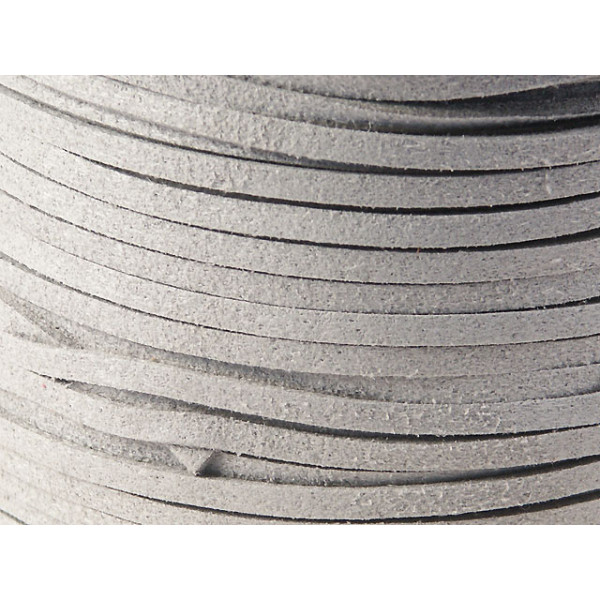 Faux Suede cord, Light Grey, 3mm wide, per metre