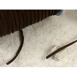 Faux Suede cord, Rich-Brown, 3mm wide, per metre