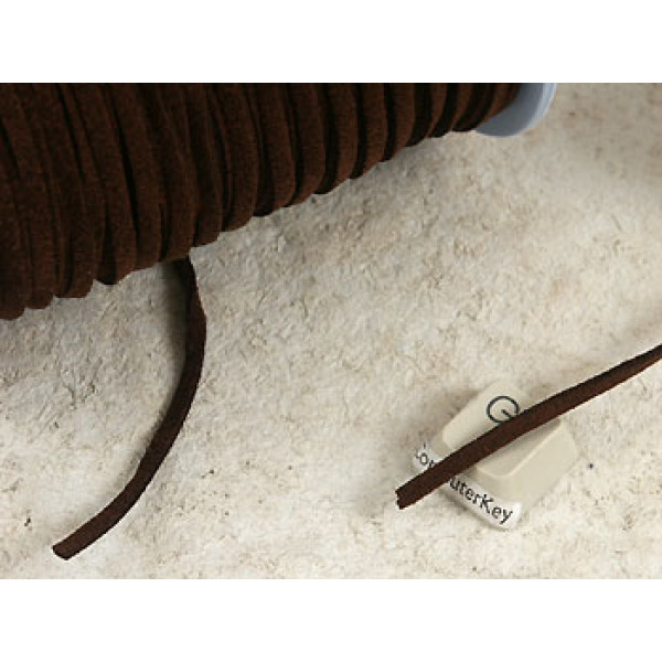 Faux Suede cord, Rich-Brown, 3mm wide, per metre