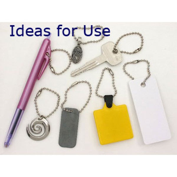 Ball Chain 4inch x 2.4mm Key Ring, Tag, each 