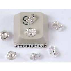 Scroll back for studs, NF silver plated, pair