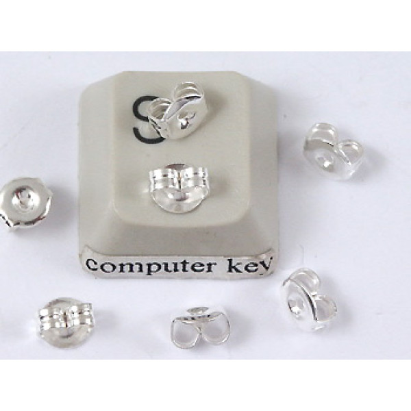 Scroll back for studs, NF silver plated, pair