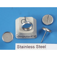 Stud bezel earring finding, 8mm setting, 304 stainless steel, pair