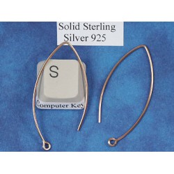 Sterling silver Marquise ear wires, 40mm, NF rose gold plate, pair