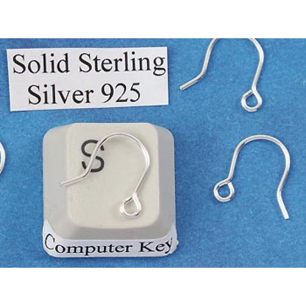 Sterling Silver French Hook Ear Wire, 10.6mmx0.67mm tiny plain, pair