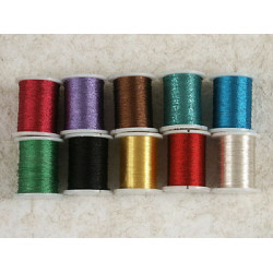 Filigree wire and cotton mix, asst colours, 0.2mm dia, 18m/roll, 10 rolls