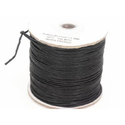 Cotton Cord, black, 80m roll 1.15mm