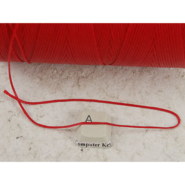 Waxed Polyester Cord, lightly waxed, 1.0mm, Red, by 5 metres