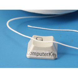 Waxed Polyester Cord, woven, White, per 5 metre