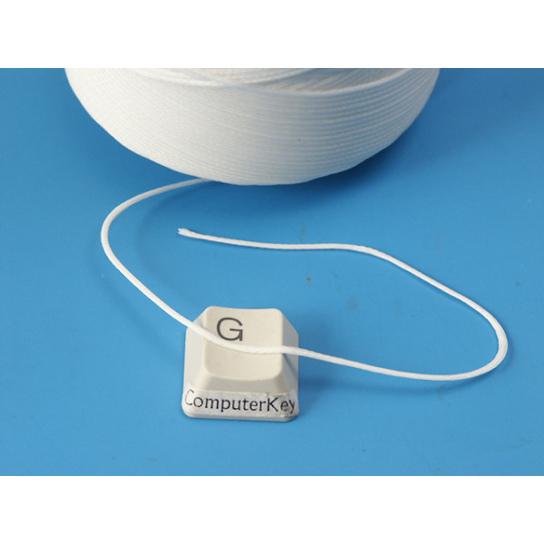 Waxed Polyester Cord, woven, White, per 5 metre