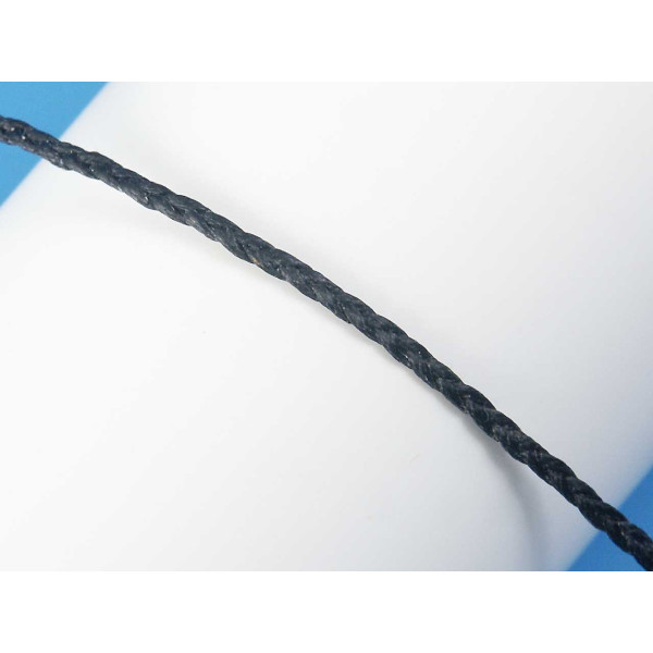 Waxed Plaited 3 strand Polyester Cord, by the metre, FINE 2.0x1.0mm, Black