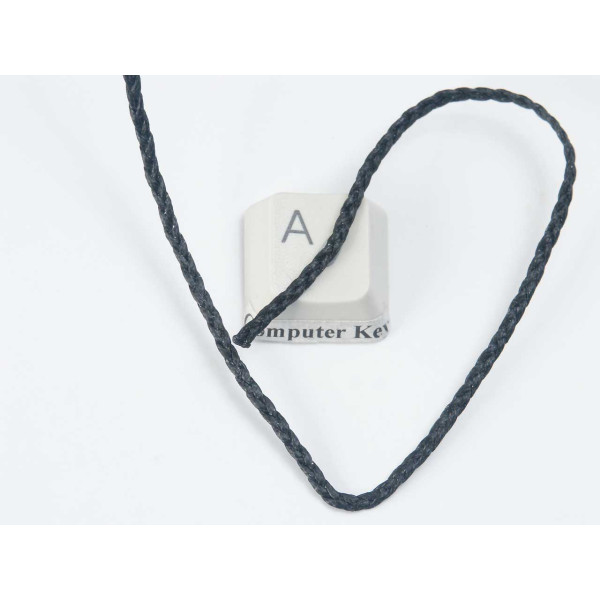 Waxed Plaited 3 strand Polyester Cord, by the metre, FINE 2.0x1.0mm, Black