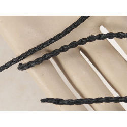 Waxed Plaited 4 strand Polyester Cord, by the metre, EXTRA-THICK 3.5mm, Black