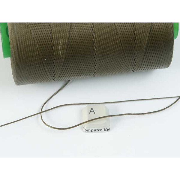 Waxed Polyester Cord, woven, Green Khaki, per 5 meters